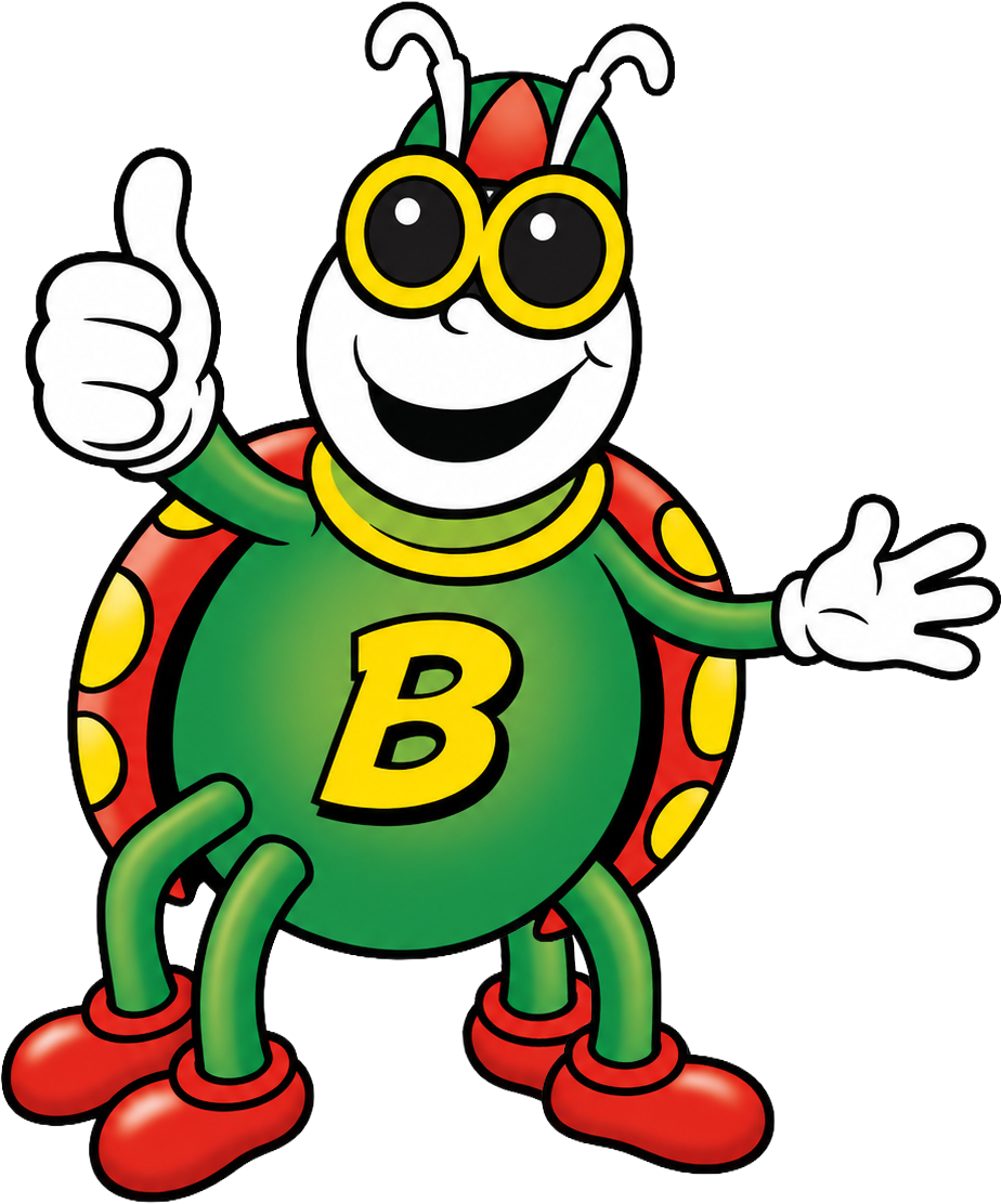 Bertie Beetle giving a thumbs up